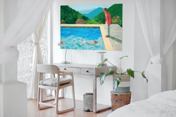 Image 1 of Pool mit zwei Figuren (Porträt eines Künstlers) David Hockney 1972 - Poster 100 x 70 cm