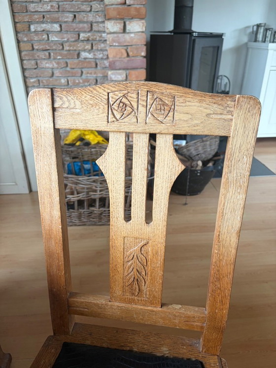 Image 1 of Art Deco dining set with 6 solid chairs
