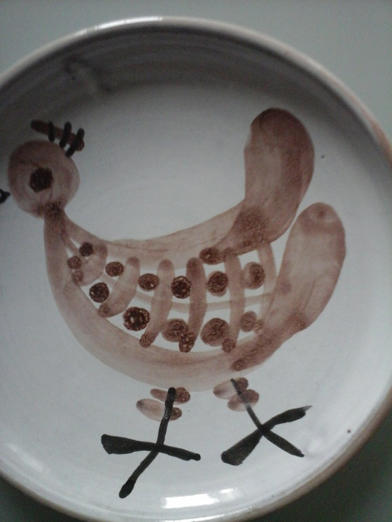 Image 1 of Keramisch bord Vallauris van Robert Auguste/Gyne Gausserand 1970 (22cm)