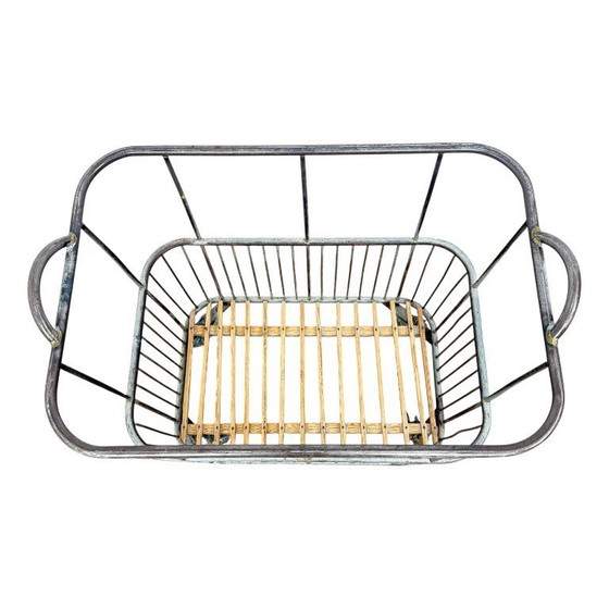 Image 1 of Vintage French metal baker's cart – industrial bread trolley – laundry basket