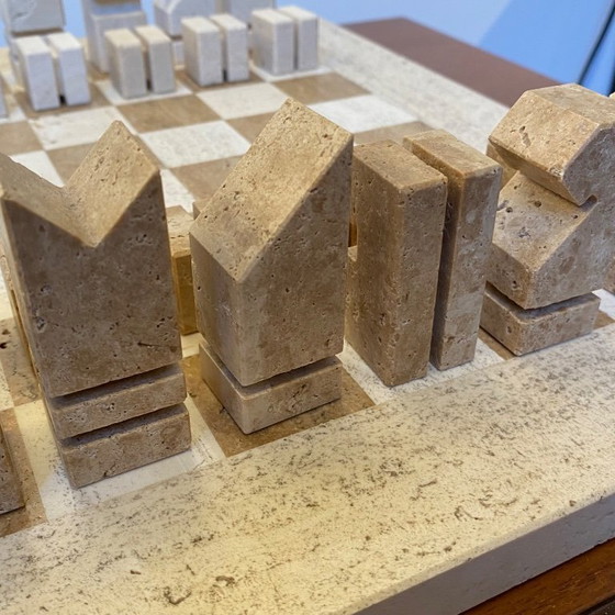 Image 1 of Angelo Mangiarotti chessboard 1970s travertine