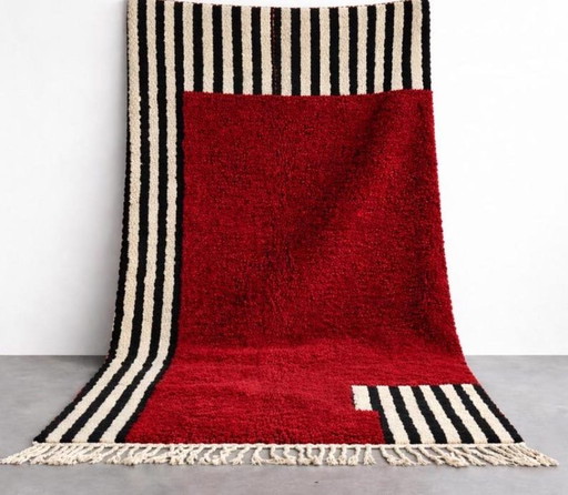 Tappeto berbero fatto a mano, rosso, lavorazione artigianale autentica, 150/250 cm