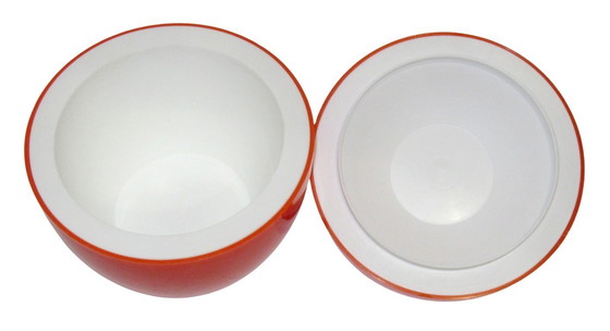 Image 1 of Secchiello per il ghiaccio e cubetti di ghiaccio color mela-arancio, design anni '70