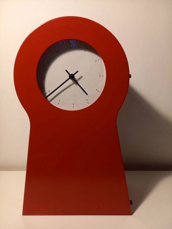 Vintage Keyhole Clock & Cabinet IKEA PS 1995 | Design: Thomas Eriksson | Red, Metal (photo 4 of 9)