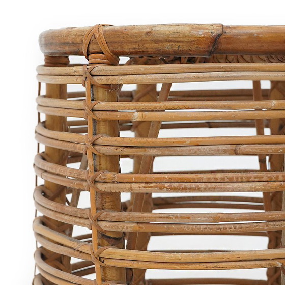 Image 1 of Cilindervormige poef in gebogen rotan van Castano, jaren 1960