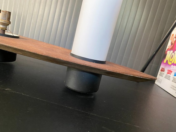 Hanglamp met Scandinavisch design, gemaakt van teakhout met matglazen kap, in de stijl van Goffredo (photo 11 of 16)
