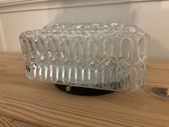 Image 1 of Plafoniera/Plafoniere quadrata vintage in vetro