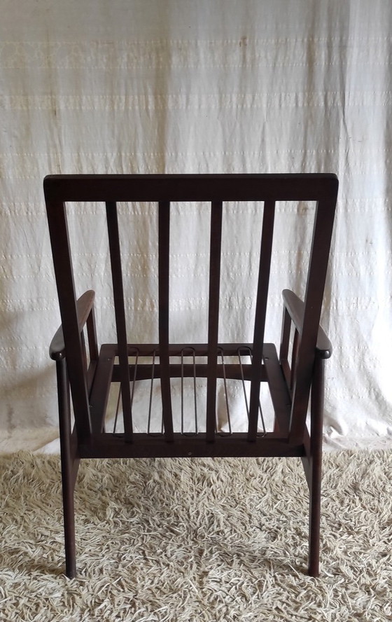 Image 1 of Fauteuil style scandinave en bois massif - années 60/70
