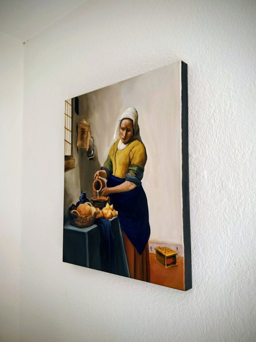 David Kandelaki - The Milkmaid After Vermeer - Artist's painting – schilderijen tekeningen, Canvas (photo 2 of 11)