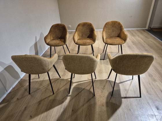 Image 1 of 6 Chaises Montel Nora - Salle à manger - Ocre - Cognac - Design