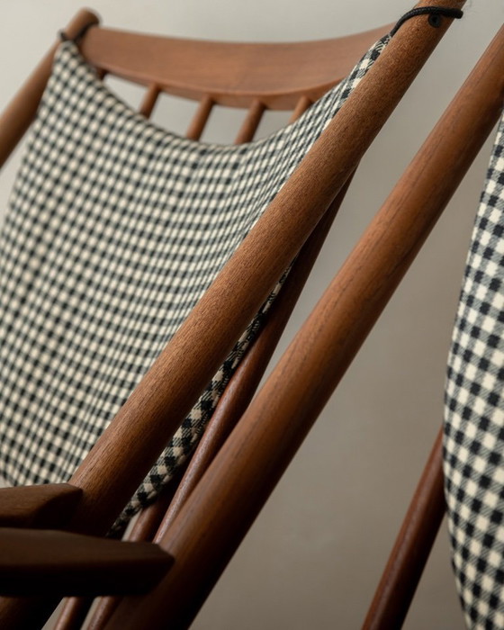 Image 1 of Vintage Deense teakhouten schommelstoel model 182 van Frank Reenskaug voor Bramin, jaren 1950.