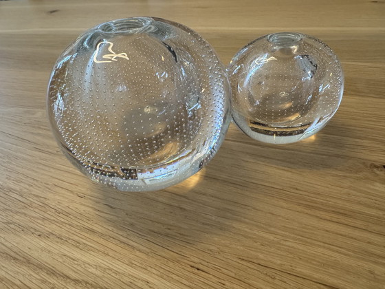 Image 1 of Lot de 2 vases boules à clous Copier Leerdam de tailles différentes