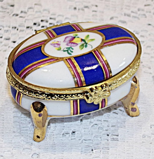 Small Chest On Porcelain Legs With Original Decoration