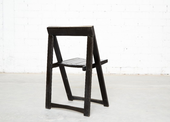 Aldo Jacober Folding Chair Trieste for Alberto Bazzani, Wood, Black, Vintage (photo 4 of 11)