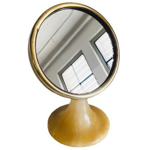 Vintage mid - Century table mirror alabaster brass 1950's