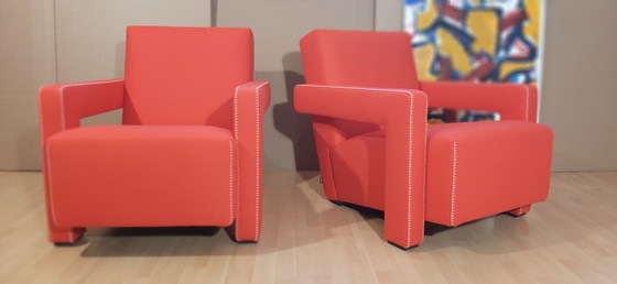 Image 1 of Cassina 2 Poltrona 637 Utrecht Nuova Mai Usata Lampo Rosso Lana 13L