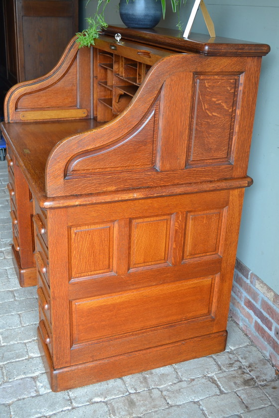 Image 1 of Antique Oak Wooden Shutter Desk, Secretaire