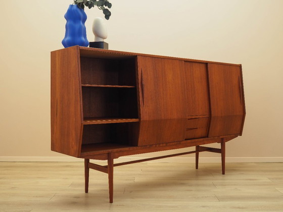 Image 1 of Teakhouten highboard, Deens ontwerp, jaren 60, gemaakt in Denemarken.