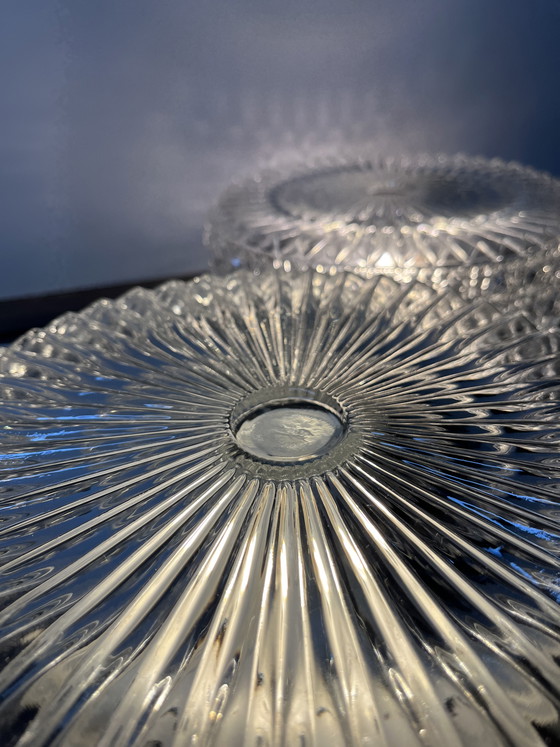 Image 1 of 2 large vintage crystal prism ceiling lamps