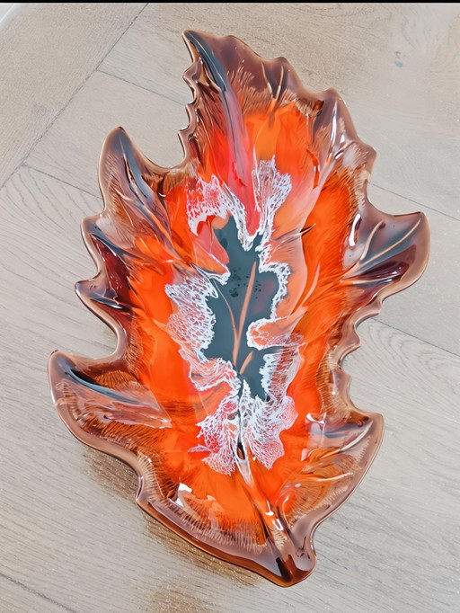 Bol Vallauris 28 cm à motif de feuille signé