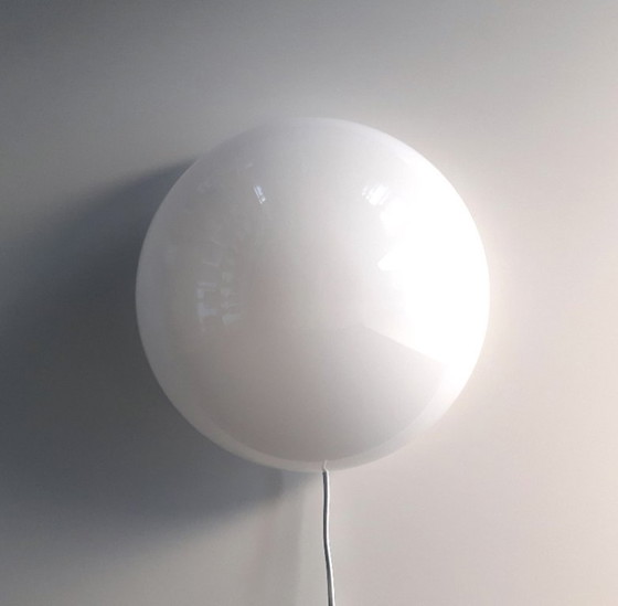 Image 1 of Wilhelm Wagenfeld ceiling lamp, 1 of 3 impressive round glass ceiling lamps by Lindner, Bauhaus lamp; STILL 3 AVAILABLE