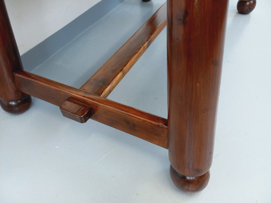 Image 1 of Brutalist rectangular dining table by Georges Robert in dark pine wood from the 1950s/60s