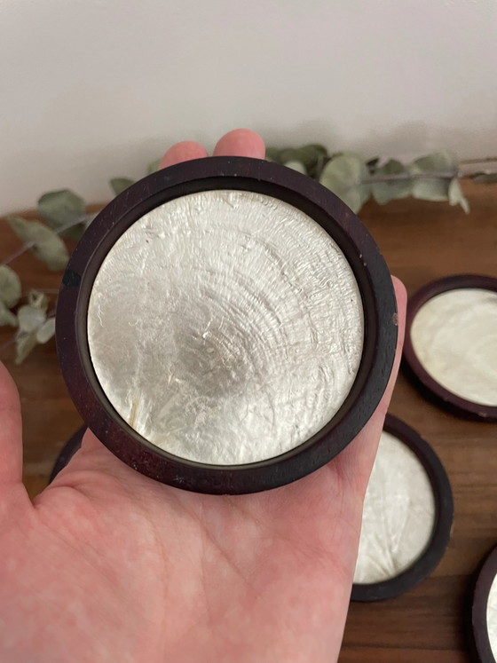 Vintage wooden and mother-of-pearl coasters – Table accessories (photo 2 of 4)