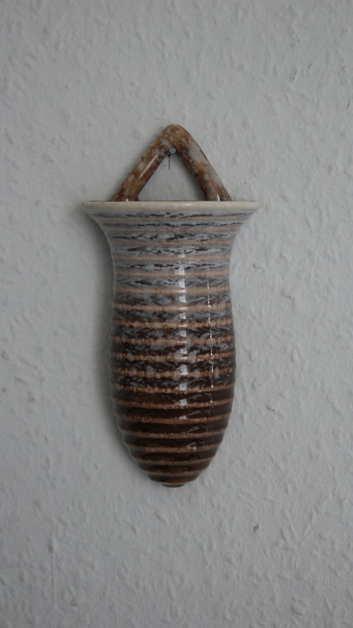 Strehla ceramic wall vase with gradient glaze, vintage from the 1970s