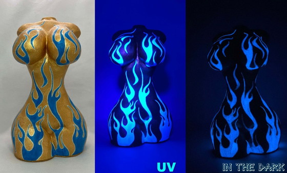 Image 1 of Statuetta fluorescente per body art. Realizzata a mano dall'artista.