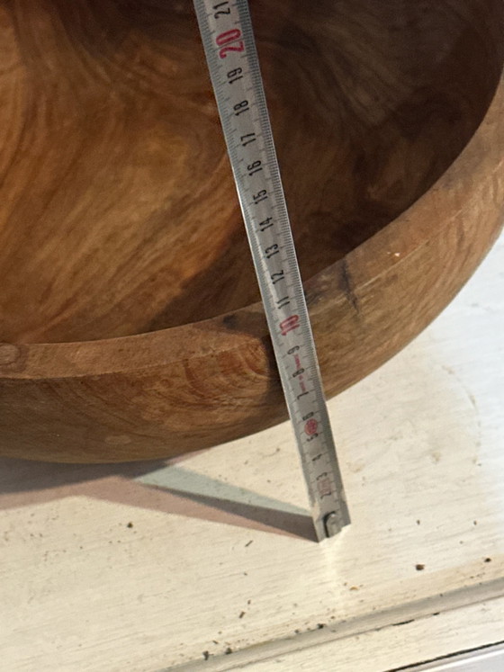 Large vintage solid wood bowl – Catchall – Centerpiece – 31 cm – Table accessories (photo 13 of 15)