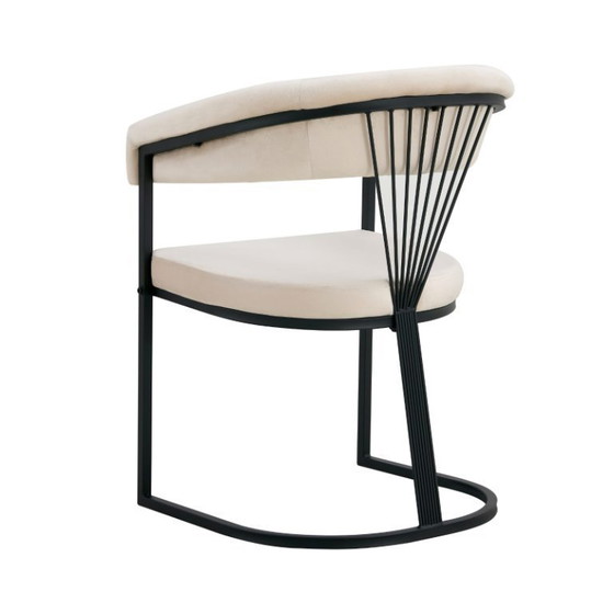 Image 1 of Juego de 4 sillas Brittany con reposabrazos – Metal negro y terciopelo beige