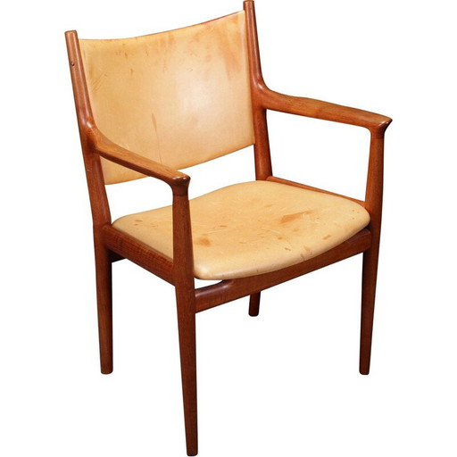 Poltrona vintage Wegner in rovere di Johannes Hansen Inc. Reupholstery, 1960