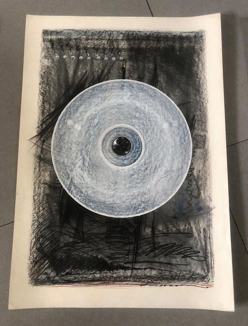 Serie van 4 originele vintage jaren 80, Marek Janicki-kunstwerken