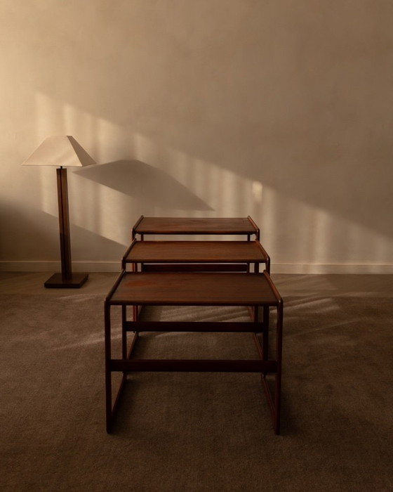 Image 1 of Teak bijzettafels set van 3 Arne Hovmand-Olsen voor Mogens Kold