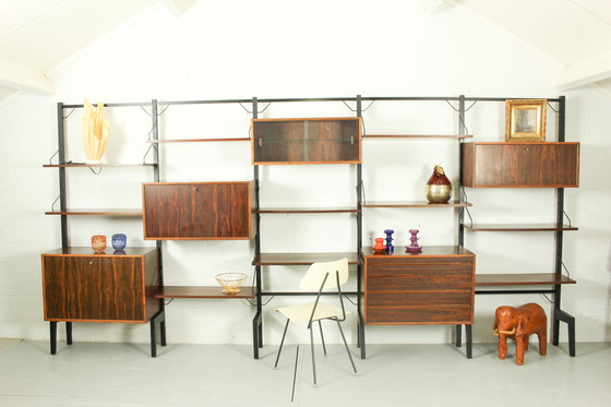 Image 1 of Xl Danish Modular Teak Wandschrank In Rosenholz Von Poul Cadovius, 1960S