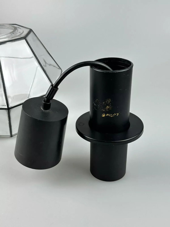 Image 1 of 60s 70s hanging lamp ceiling lamp by Limburg Leuchten Germany glass metal