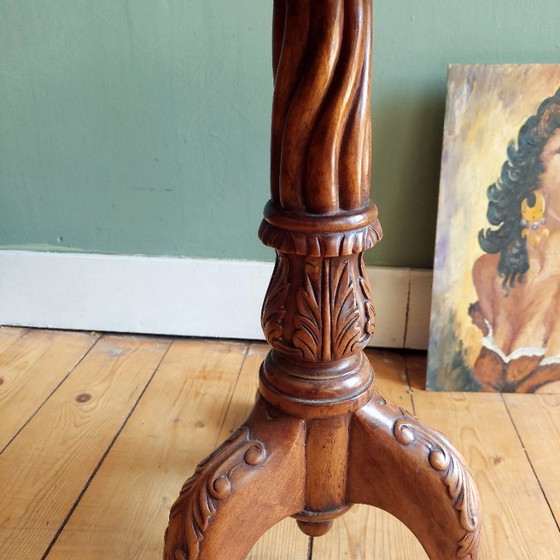 Rococo style wooden side table, brown (photo 5 of 8)