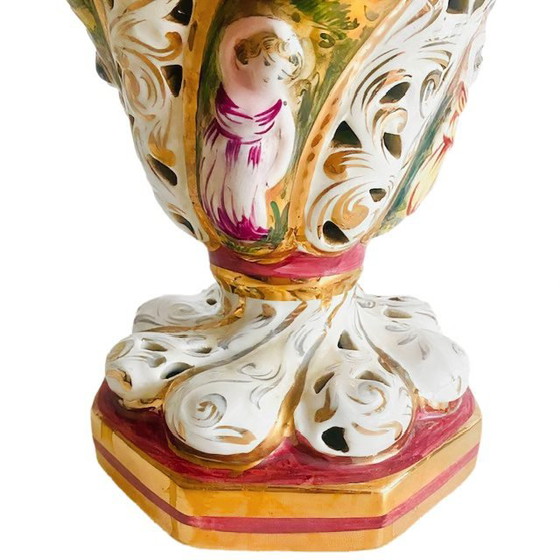Image 1 of lampe vintage baroque Capodimonte porcelaine rococo 1960s