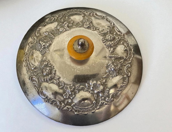 Image 1 of Antico portacaramelle in vetro e silverplate