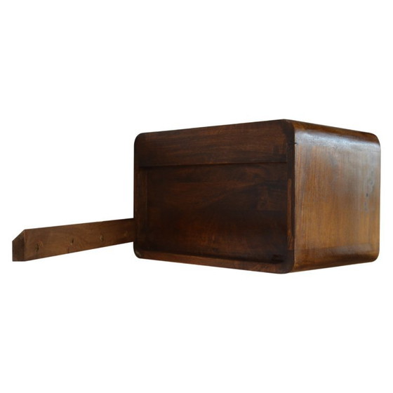 Image 1 of Table de chevet suspendue en bois de manguier avec 2 tiroirs – Finition châtaigne