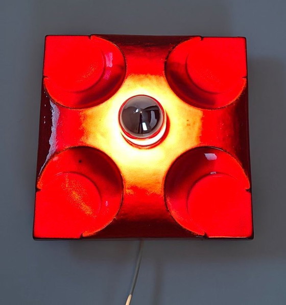 Image 1 of vintage ceramic wall lamp fat lava 1970s