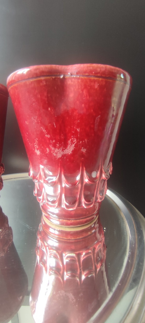 Paire de vases Art Déco en céramique rouge sang de bœuf asymétrique – Objets déco, Ceramic (photo 12 of 13)