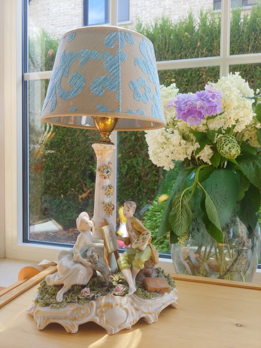 Porcelain table lamp hand-painted NAPLES