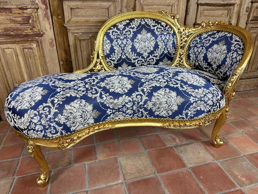 Vergoldete Chaiselongue/Tagesbett im Stil Louis XV – Napoleon III.