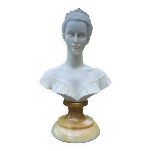 Busto de alabastro de Manon Lescaut firmado Arnaldo Giannelli