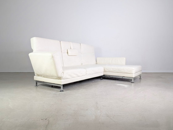 Image 1 of Original Brühl Moule Ecksofa Design Couch Leder weiß klappbar