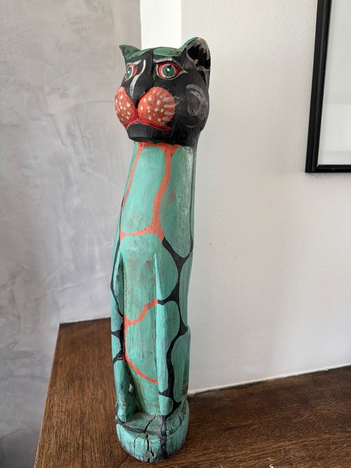 Vintage mint green with red cat 50cm high