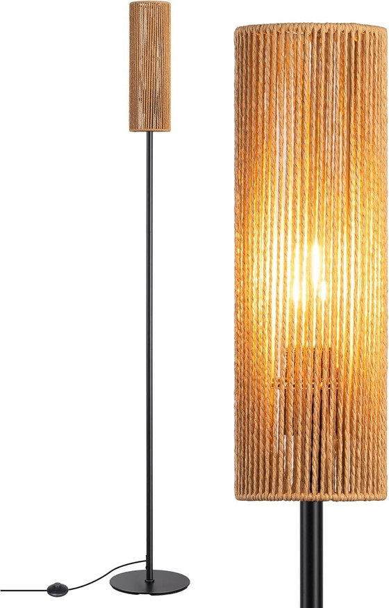 Lampada da terra Corda Naturale E27 Nera, Stile Scandinavo, Lampade da terra, Metallo, Nero, Scandinavian (foto 4 di 8)