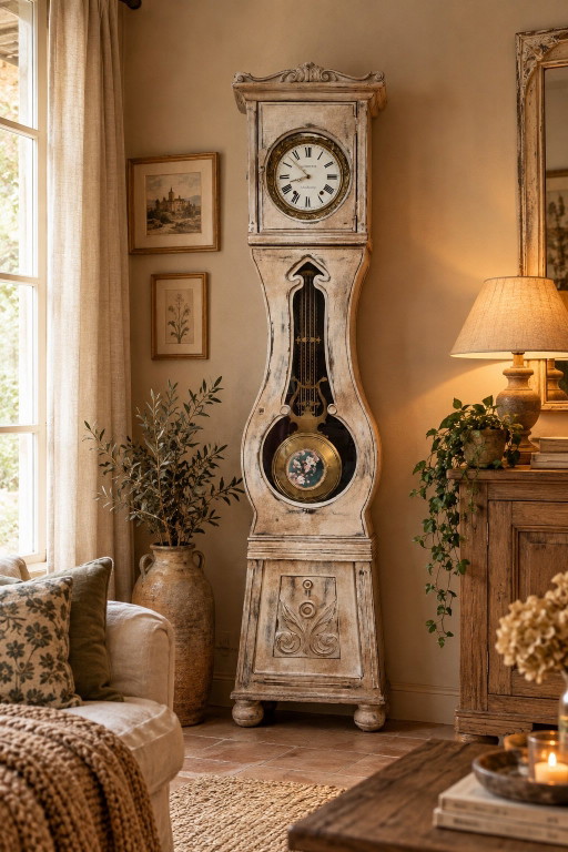 Patinierte antike Comtoise-Uhr – Bohème- & Vintage-Charme