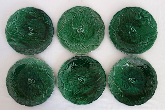 Image 1 of Servizio da dessert barbotine vintage con foglie di vite Gien